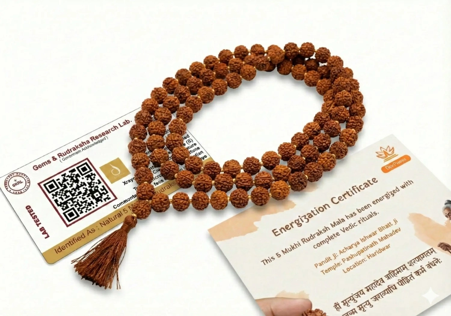 Abhimantrit Panchmukhi Rudraksh Mala with Original Certificate & Complete Ritual Video