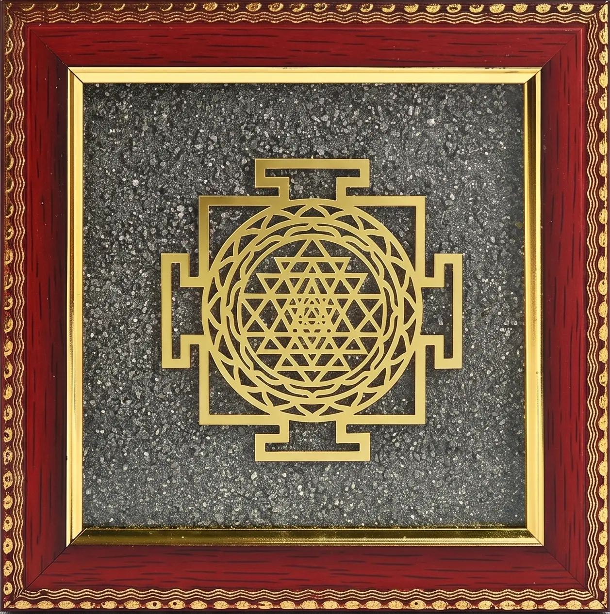 Shri Yantra pyrite frame